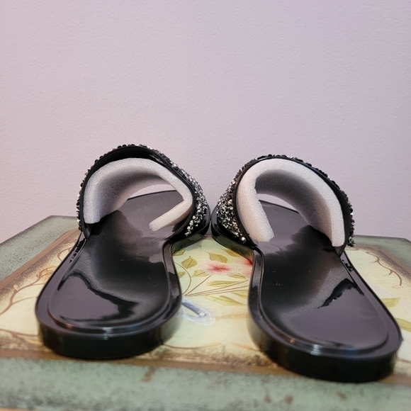 NWOT Black and Silver Glitter Slides Size 7 - Picture 4 of 6